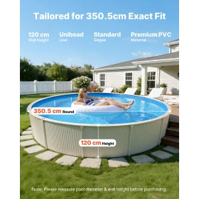 350.5 cm Pool Liner, Round UniBead Swimming Pool Liner for 120 cm Wall Height, Premium Thick Vinyl, Easy Install with Leak-Proof