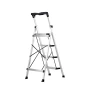 4 Step Ladder, Folding Step Stool with Wide Anti-Slip Pedal and Comfort Handgrip, 150 kg Capacity Portable Aluminum Stepladder, 