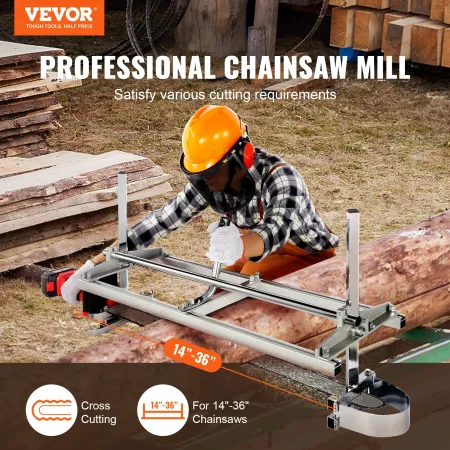 Portable Sawmill 35.6cm-91.4cm Guide Bar Galvanized Steel Chainsaw Planking 0.5cm-30cm Thickness, Wood Lumber Cross Cutting Saw 