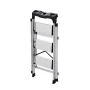 3 Step Ladder, Folding Step Stool with Wide Anti-Slip Pedal and Comfort Handgrip, 150 kg Capacity Portable Aluminum Stepladder, 