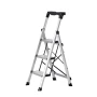 3 Step Ladder, Folding Step Stool with Wide Anti-Slip Pedal and Comfort Handgrip, 150 kg Capacity Portable Aluminum Stepladder, 