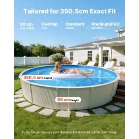 350.5 cm Pool Liner, Round Overlap Swimming Pool Liner for 90