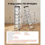6 Step Ladder, Folding Step Stool with Wide Anti-Slip Pedal and
