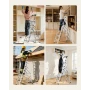 6 Step Ladder, Folding Step Stool with Wide Anti-Slip Pedal and Comfort Handgrip, 150 kg Capacity Portable Aluminum Stepladder, 
