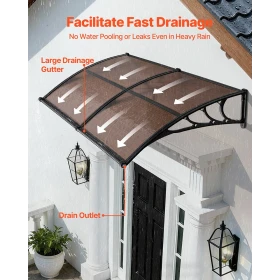 Awnings for Door Entrance, 38 x 78 in, Exterior Front Door Window Awnings with Drainage & Metal Bracket, Rain Snow Sun Protectio