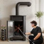 Chimney Sweep Kit, 9m Maximum Extendable Length Chimney Brush, Chimney Cleaner Sweeper with Dual Brush Heads, Brush & Goggles, F