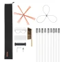 Chimney Sweep Kit, 9m Maximum Extendable Length Chimney Brush, Chimney Cleaner Sweeper with Dual Brush Heads, Brush & Goggles, F