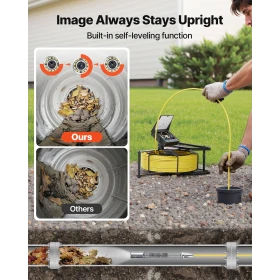 Sewer Camera, 30m, Self-Leveling Drain Inspection Camera with 1080P HD Screen, IP68 Waterproof Snake Plumbing Cameras with Light