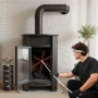 Chimney Sweep Kit, 12m Maximum Extendable Length Chimney Sweep, Chimneys Cleaning Kit with Bristle Replacements & Goggles, 90° B