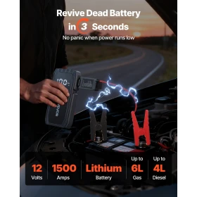 Jump Starter, 1500A Peak, Car Jumper Starter Battery Pack, 12V