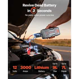 Jump Starter, 3000A Peak, Car Jumper Starter Battery Pack, 12V