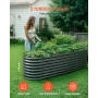 Metal Raised Garden Bed, 2.4 x 0.6 x 0.6 m Oval Outdoor Galvanized Planter Garden Box, Open Bottom Design, Large Planter Raised 