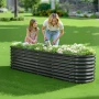 Metal Raised Garden Bed, 2.4 x 0.6 x 0.6 m Oval Outdoor Galvanized Planter Garden Box, Open Bottom Design, Large Planter Raised 