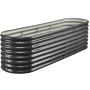 Metal Raised Garden Bed, 2.4 x 0.6 x 0.6 m Oval Outdoor Galvanized Planter Garden Box, Open Bottom Design, Large Planter Raised 