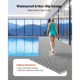 Drainage Mat, 90 x 300 cm, PVC Non Slip Commercial Floor Mat, Wet Area Water Drain Splash Matting Hollow Doormat Roll, for Outdo
