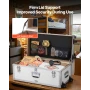 Metal Storage Trunk, Set of 2, Wooden Suitcase Storage Boxes with Padlocks, Large Trunk Includes Casters and 3 Metal Handles, De