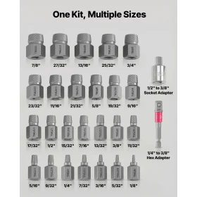 Screw Extractor Set, 27 Pieces Hex Head Multi-Spline Easy Out