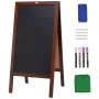 A Frame Chalkboard Sign, Double-Sided Sidewalk Signs, Freestanding Vintage Wooden Chalk Board with Chalks & Magnetic Eraser, Rus