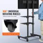 Mobile TV Stand, Mobile TV Cart for 32 to 70 inch TVs, Height Adjustable Portable TV Stand with Wheels, Double Tray for Audio-Vi