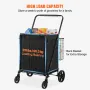 Folding Shopping Cart with Removable Waterproof Liner, 149.7kg Large Capacity Jumbo Grocery Cart with Dual Basket, 360° Swivel W
