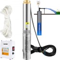 Deep Well Submersible Pump, 1100W 230V/50Hz, 190L/min 57 m Head, with 20 m Cord & External Control Box, 10.2 cm Stainless Steel