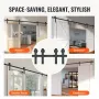 243.8 cm Sliding Barn Door Hardware Kit, 149.7 kg Heavy Duty Barn Door Track Kit for Double Doors, Fit 112-131 cm Total Width an