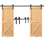 243.8 cm Sliding Barn Door Hardware Kit, 149.7 kg Heavy Duty Barn Door Track Kit for Double Doors, Fit 112-131 cm Total Width an