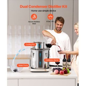 Moonshine Still 8 Gal Water Alcohol Distiller Brewing Kit Stainless Steel