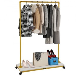 Clothing Garment Rack, 100 x 36 x 150 cm, Heavy-duty Clothes Rack w/ Bottom Shelf, 4 Swivel Casters, Sturdy Steel Frame,