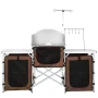 Camping Kitchen Table, Folding Outdoor Cooking Table with Storage Carrying Bag, Aluminum Cook Station 3 Cupboard & Detachable Wi