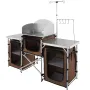 Camping Kitchen Table, Folding Outdoor Cooking Table with Storage Carrying Bag, Aluminum Cook Station 3 Cupboard & Detachable Wi