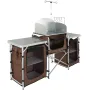 Camping Kitchen Table, Folding Outdoor Cooking Table with Storage Carrying Bag, Aluminum Cook Station 3 Cupboard & Detachable Wi