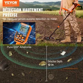 Vandtæt metaldetektor, 12 "spole, professionel genopladelig