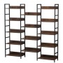 Metal Bookshelf Rustic Bookshelf 14-Tier for Living room Bedroom & Office