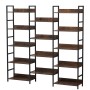 Metal Bookshelf Rustic Bookshelf 14-Tier for Living room Bedroom & Office