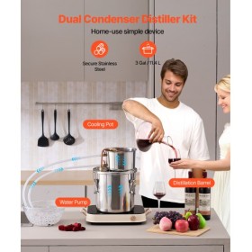 Moonshine Still 3 Gal Water Alcohol Distiller Brewing Kit Stainless Steel