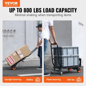 Aluminum Hand Truck, 2 in 1, 300 lbs Load Capacity, Heavy Duty Industrial Convertible Folding Hand Truck and Dolly, Utility
