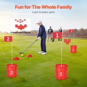 Backyard Golf Game 6 Hole Portable Bucket Golf Game for Kids and Adults