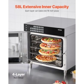 Countertop Convection Oven Commercial Toaster Baker Stainless Steel 58L