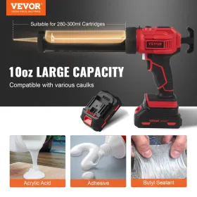 20V Cordless Electric Caulking Gun 10oz/300ml with 4 Adjustable Speeds