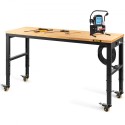 Workbench Adjustable Height, 122cm W X 61cm D X 104cm H Garage Table w/ 79 â€“ 104 cm Heights & 720KG Capacity, with Power
