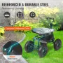 Garden Cart Rolling Workseat with Wheels, Gardening Stool for Planting, 360 Degree Swivel Seat, Wagon Scooter with Steering Hand
