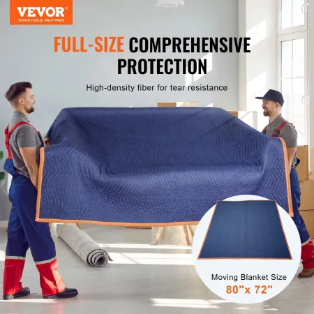 Moving Blankets, 80" x 72", 65 lbs/dz Weight, 12 Packs, Professional Non-Woven & Recycled Cotton Packing Blanket, Heavy Duty Mov