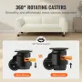 Leveling Casters, Set of 4, 499 kg Total Load Capacity, 5.1 cm, Heavy Duty with Upgraded Handle Design, 360 Degree Swivel Caster