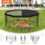 Dog Playpen, 8 Panels Foldable Metal Dog Exercise Pen with Top Cover, 24" H Pet Fence Puppy Crate Kennel with Ground Stakes, Ind