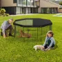 Dog Playpen, 8 Panels Foldable Metal Dog Exercise Pen with Top Cover, 24" H Pet Fence Puppy Crate Kennel with Ground Stakes, Ind