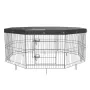Dog Playpen, 8 Panels Foldable Metal Dog Exercise Pen with Top Cover, 24" H Pet Fence Puppy Crate Kennel with Ground Stakes, Ind