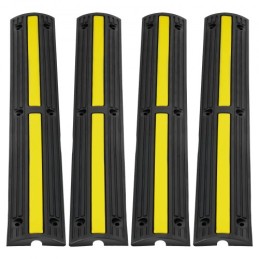3.28 ft Cable Protector Ramp, 4 Pack of 1 Channel, 18000 lbs/axle Capacity Heavy Duty Rubber Speed Bumps, Floor Cord Cable