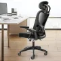 Kontorstol med justerbar lumbale support, høj ryg ergonomisk