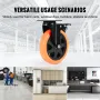 Caster Wheels, 6-tommer drejepladehylder, sæt med 4, med